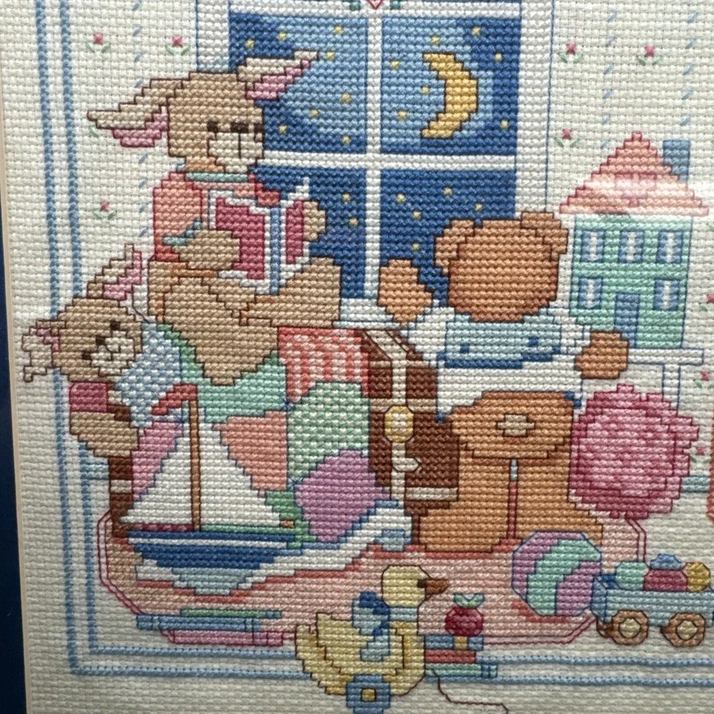 Framed Cross Stitch I See The Moon Dimensions 16